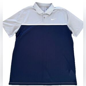 Nike Dri Fit Polo Shirt Mens L Blue Gray Golf Athletic Casual Standard Fit